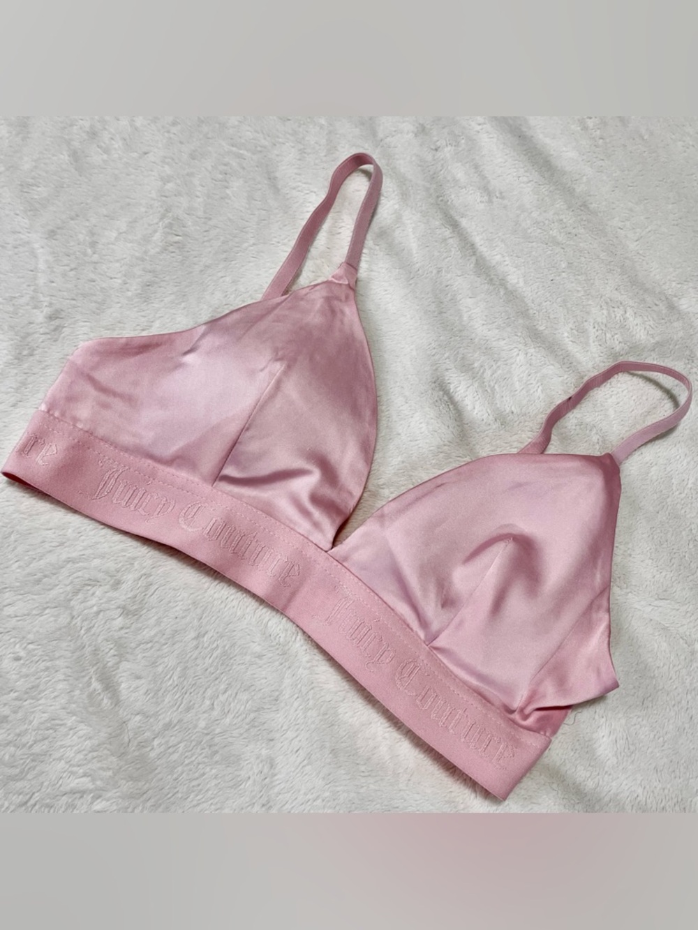 Juicy Couture Pink Satin Triangle Bralette M - Y2K Coquette Barbiecore